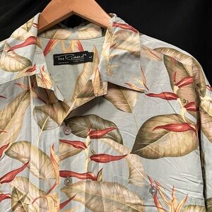 Men's Hawaiian shirt green blue red floral Tori Richard, L